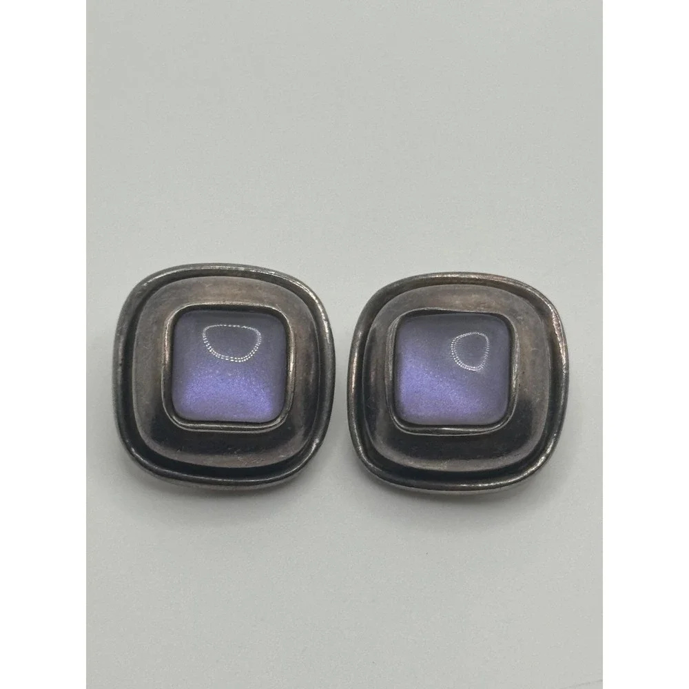 2001 Steve Vaubel Sterling Silver‎ Glass Clip On Earrings